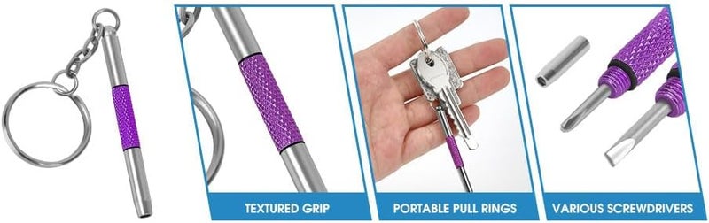 UNEAK - Eyeglass Screwdriver Repair Kit Blue & Purple Precision 3 in 1 Mini Screwdrivers Set Keychain Glasses, Sunglasses, Sunglass, Watch, Electronics, Eyeglasses, Flat Head, Phillips, Hex - Image 5
